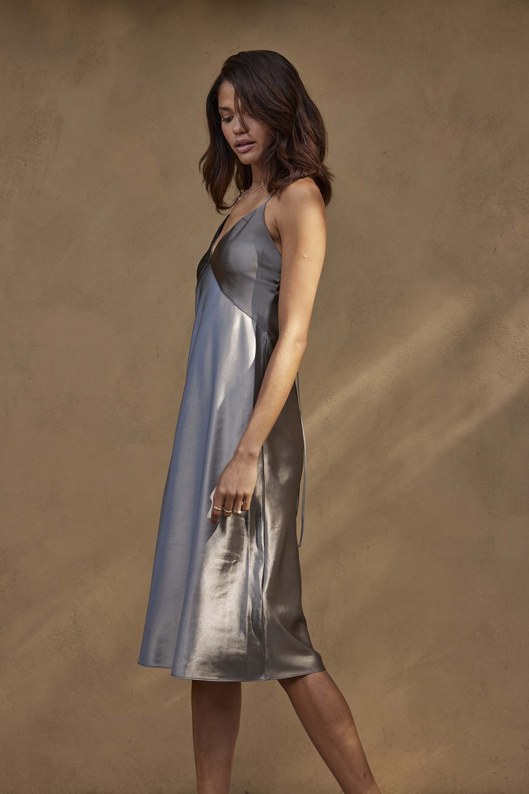 Silky Satin Midi Olive - Image 4
